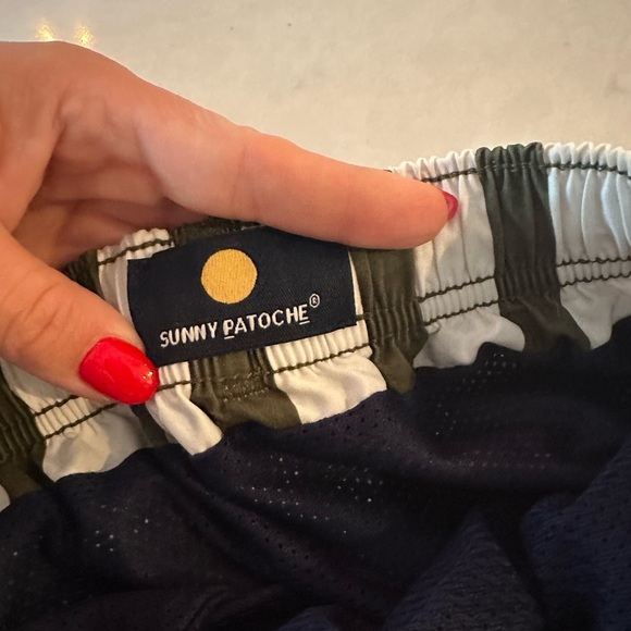 Sunny Patoche Striped Green and White Swim Trunks Retail $148 - Picture 4 of 7